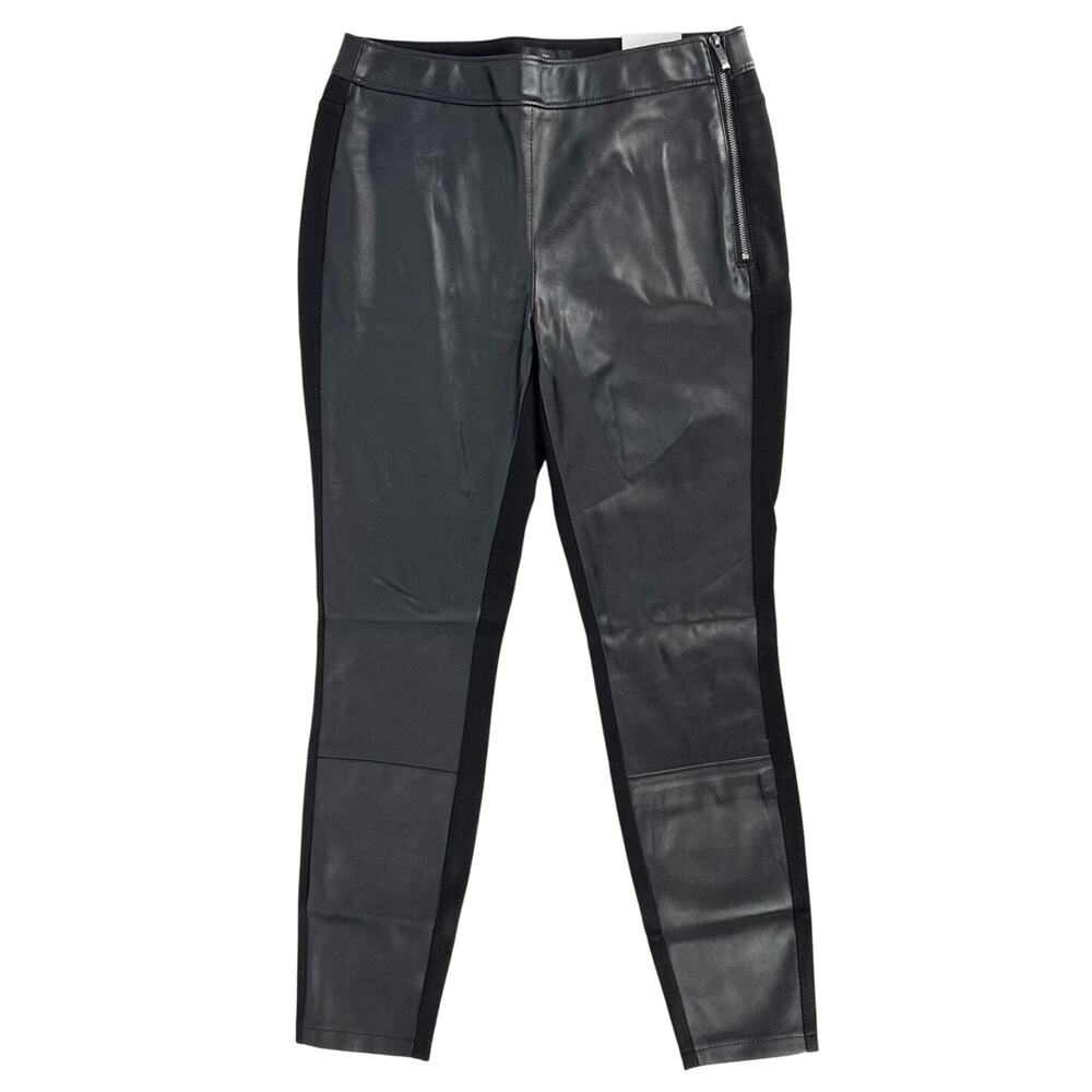 White House Black Market Faux Leather Front Leggings 4 Petite New NWT